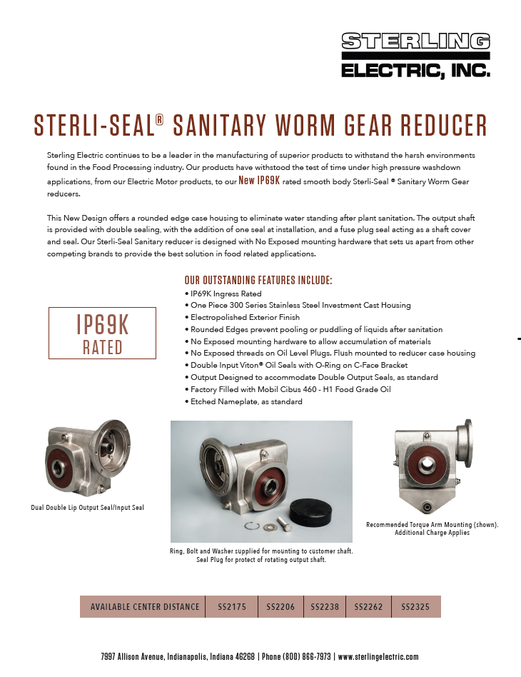 Sanitary Worm Gear Reducer Flyer